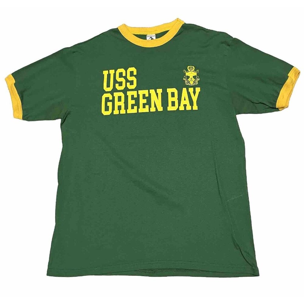 Vintage NFL 90s USS Green Bay Packers (LPD-20) Navy Ship T-Shirt Size Adult XL